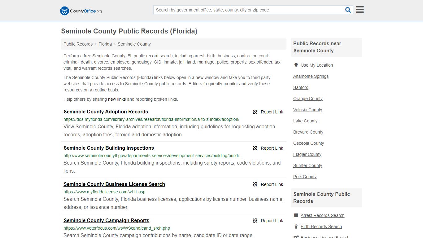 Public Records - Seminole County, FL (Business, Criminal, GIS, Property ...