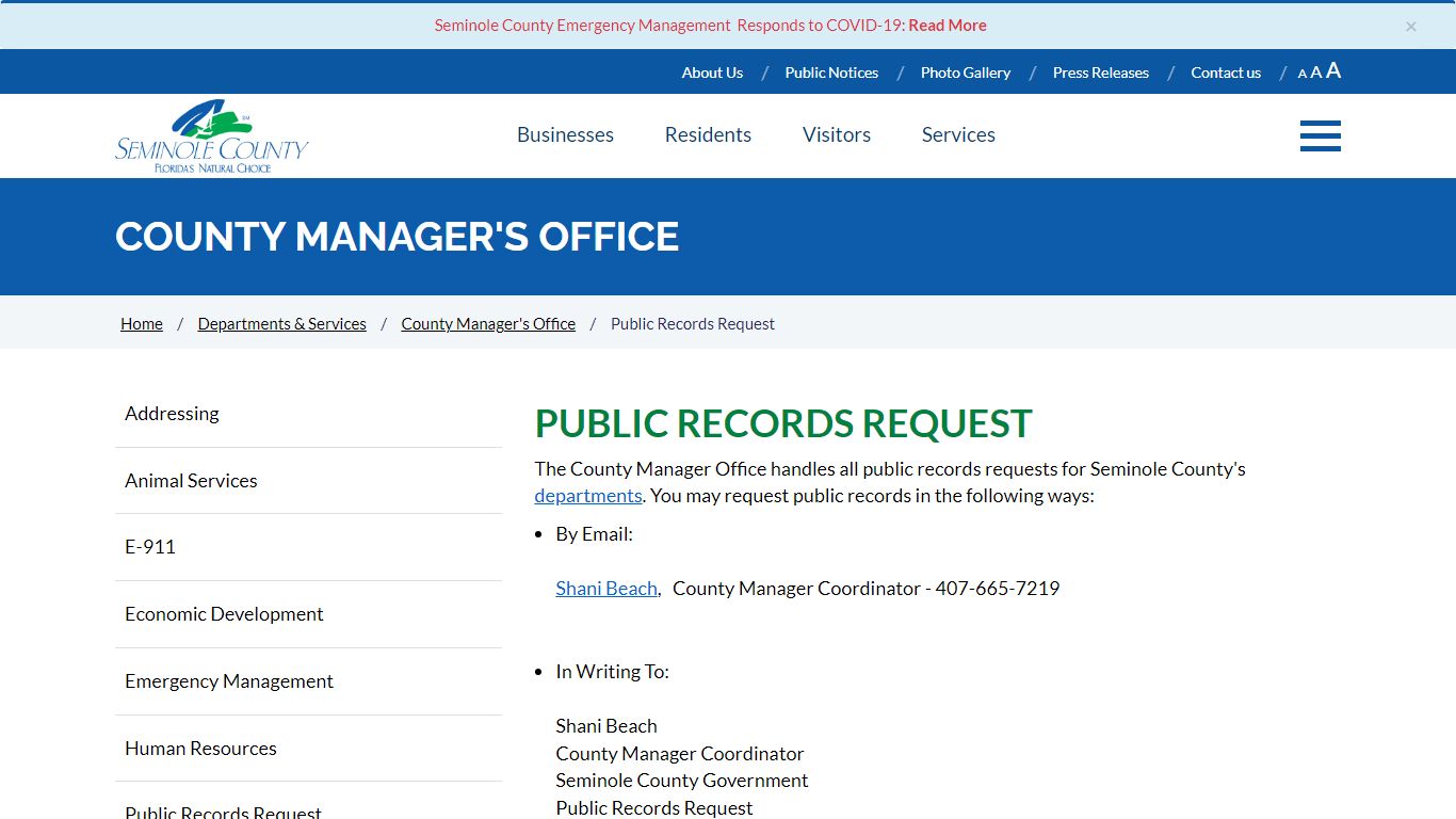 Public Records Request | Seminole County