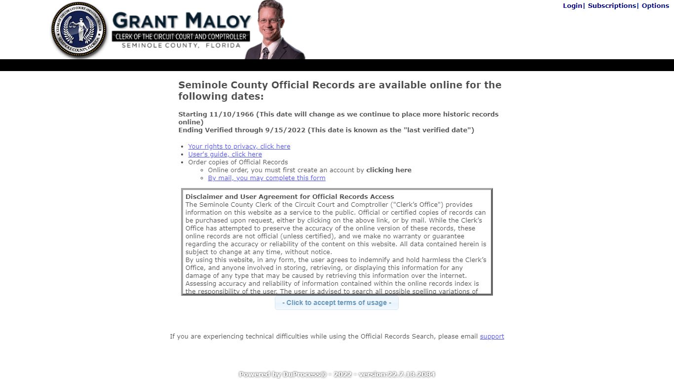 Official Records Inquiry